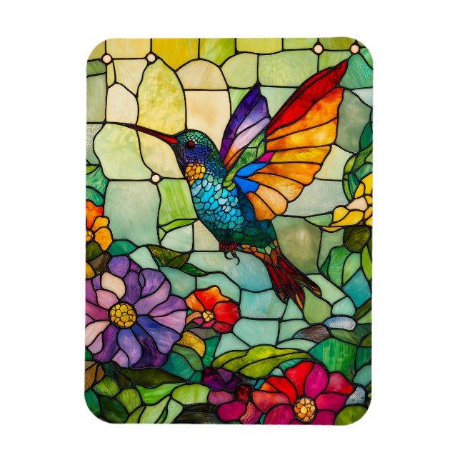 Hummingbird Tiffany-Style Window Magnet (Vertical)