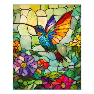 Hummingbird Tiffany-Style Window Photo Print