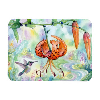 Hummingbird & Tiger Lily Magnet