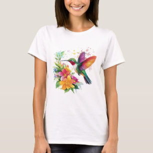 Hummingbird Tropical Flowers T-Shirt
