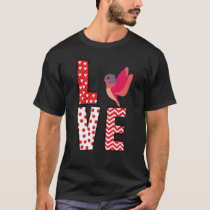 Hummingbird Valentines Day Love Valentine Cute Hea T-Shirt