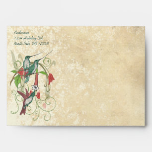 Hummingbird Vintage Distressed  Damask Envelope