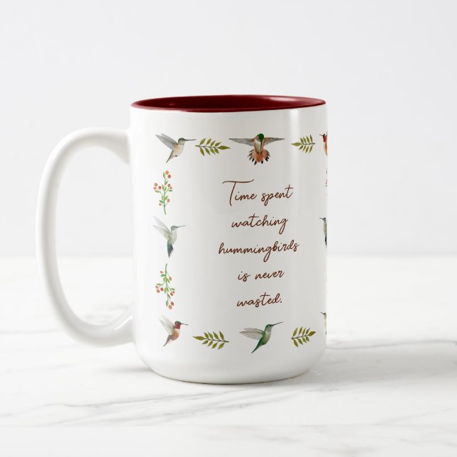 Hummingbird watching Two-Tone coffee mug (Left)