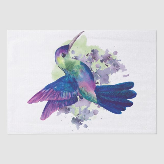Hummingbird Watercolor Art Tissue Paper (Front)