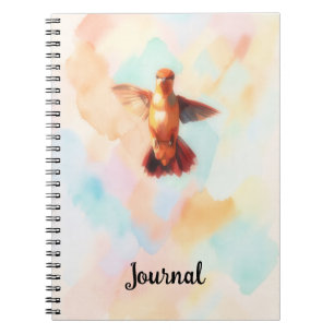 Hummingbird Watercolor Bird Art Personalize Notebook