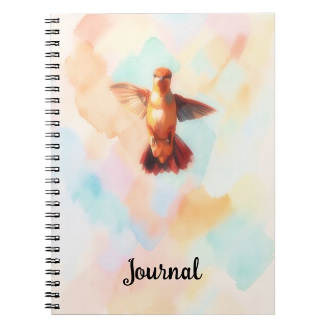 Hummingbird Watercolor Bird Art Personalize Notebook (Front)