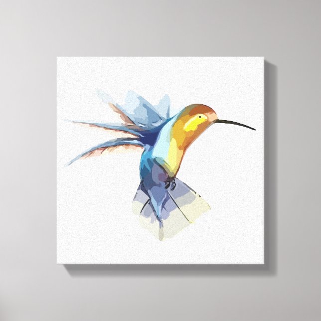 hummingbird watercolor peaceful beautiful drawing canvas print (Front)