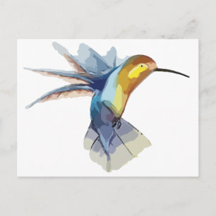 hummingbird watercolor peaceful sketch postcard