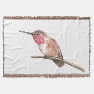 Hummingbird watercolor throw blanket