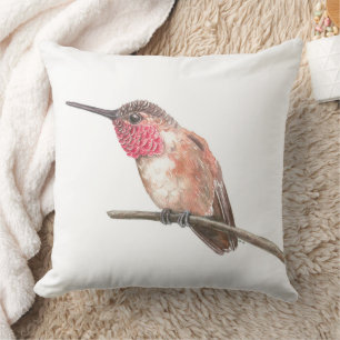 Hummingbird watercolor throw pillow