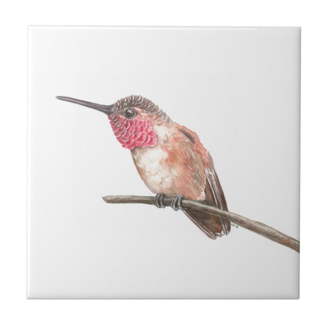 Hummingbird watercolor tile (Front)