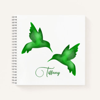 hummingbird watercolor vibrant green saturated notebook