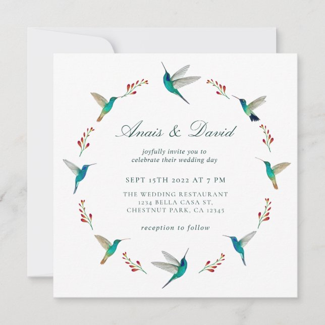 Hummingbird Wedding Invitation (Front)