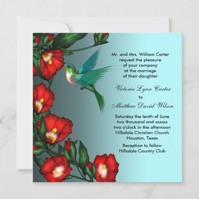 Hummingbird Wedding Invitations (Front)