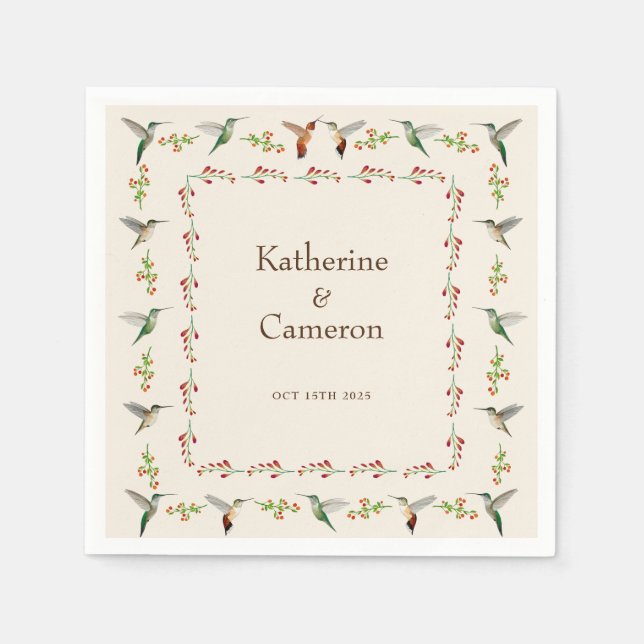 Hummingbird Wedding Napkin (Front)