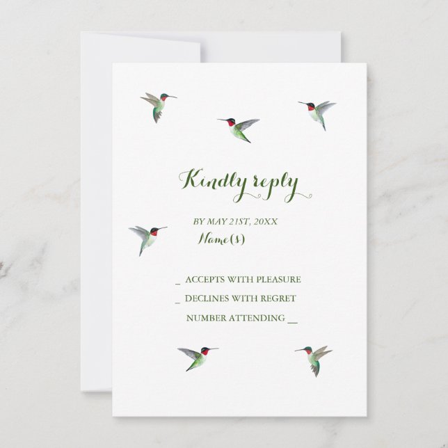 Hummingbird Wedding RSVP Invitation (Front)