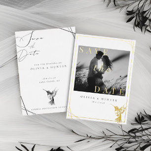 Hummingbird Wedding Save the Date Black and White