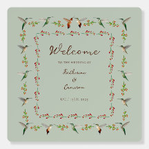 Hummingbird Welcome Wedding Sign