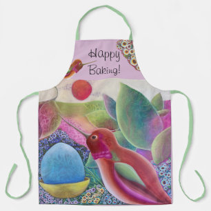 Hummingbird Whimsical Art Apron
