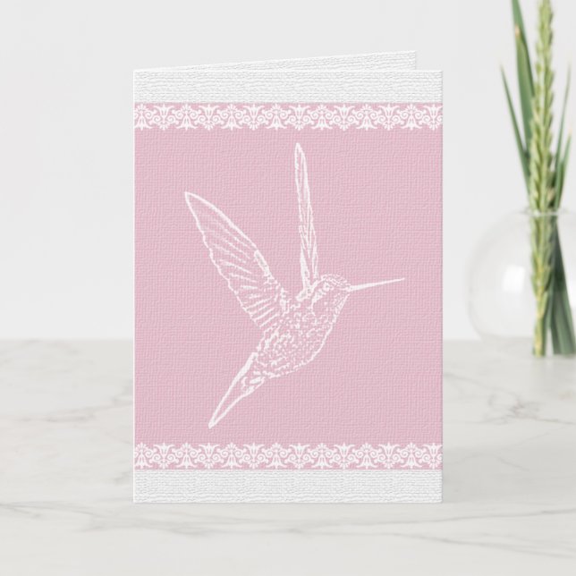 Hummingbird White and Pink Card (Front)