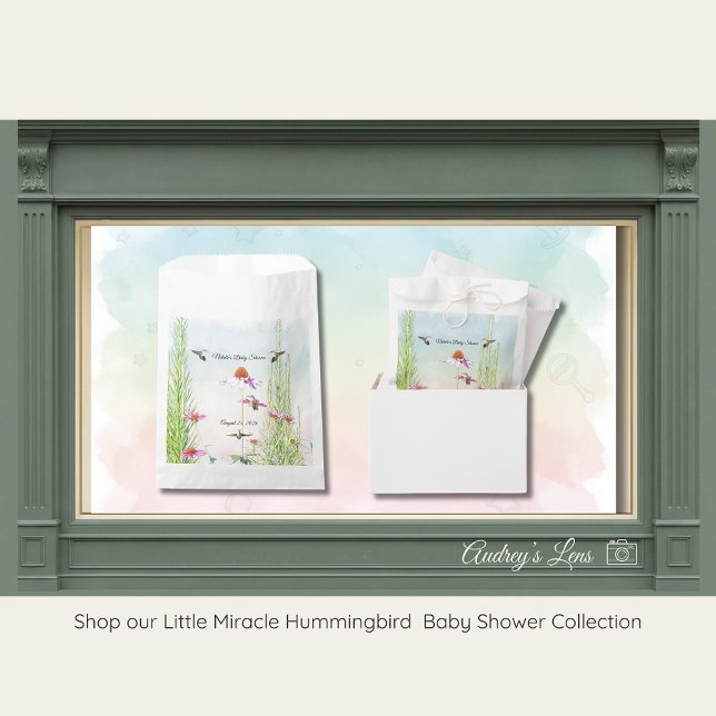 Hummingbird & Wildflower Baby Shower Favour Bag (Creator Uploaded)