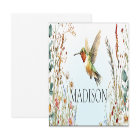 Hummingbird Wildflowers Blue Name License Plate