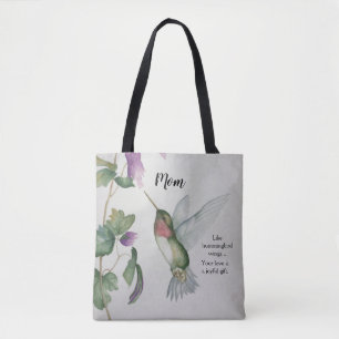 Hummingbird Wings Joyful Gift Watercolor Mom Tote Bag