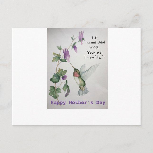 Hummingbird Wings Mothers Day Postcard Joyful Gift (Front)