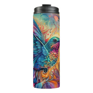 Hummingbird with Floral background Thermal Tumbler