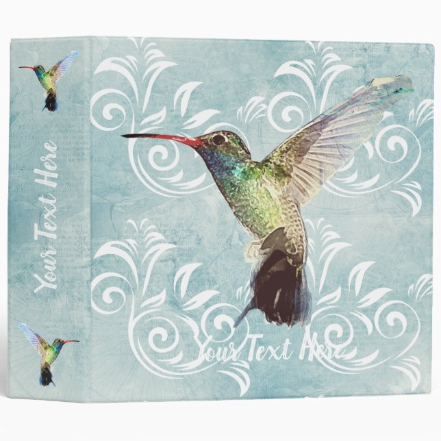 Hummingbird with Flourish Background Binder (Front/Spine)