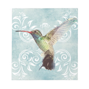 Hummingbird with Flourish Background Notepad