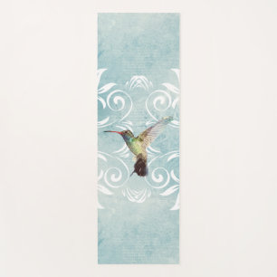 Hummingbird with Flourish Background Yoga Mat