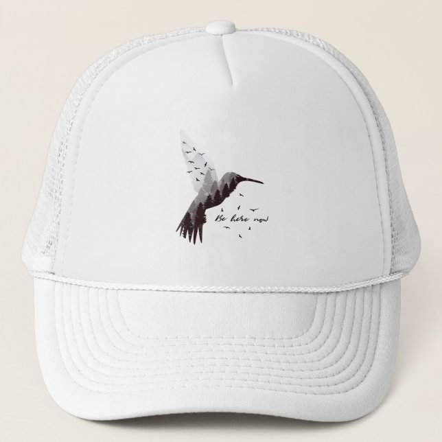 Hummingbird with Forest Trucker Hat (Front)