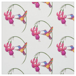 Hummingbird with Fuchsia Blossom Fabric