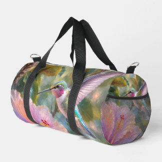 Hummingbird with Hibiscus Watercolor Small Duffle Bag