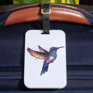 Hummingbird With Stary Night Sky Galaxy Bird Luggage Tag