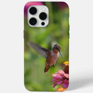 Hummingbird with Zinnnia Flowers iPhone 15 Pro Max Case