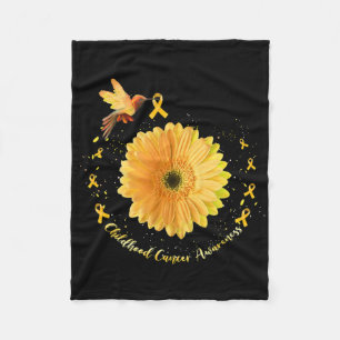 Hummingbird Yellow Sunflower Childhood Cancer Awar Fleece Blanket
