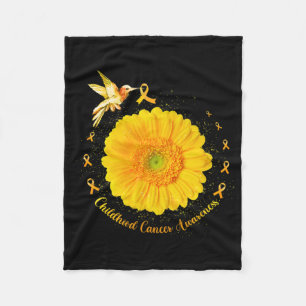 Hummingbird Yellow Sunflower Childhood Cancer Awar Fleece Blanket