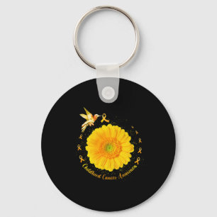 Hummingbird Yellow Sunflower Childhood Cancer Awar Keychain