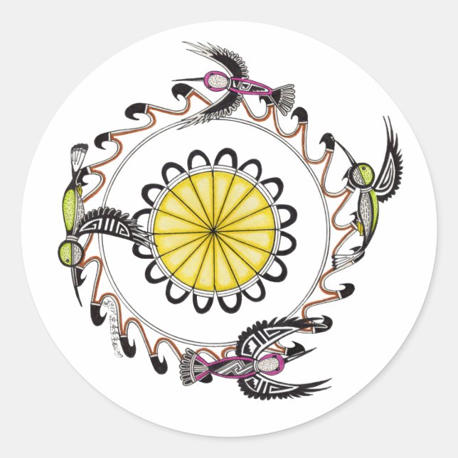 Hummingbirds 2 classic round sticker (Front)