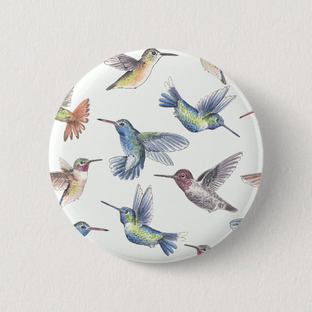 Hummingbirds 2 Inch Round Button (Front)