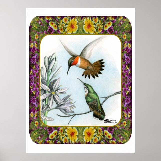 Hummingbirds and Flowers #2 Poster (Front)