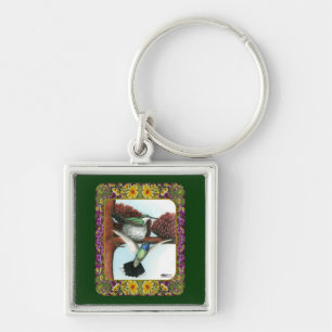 Hummingbirds and Flowers #3 Keychain