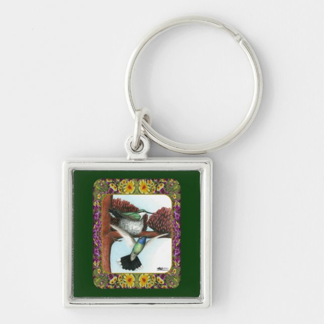 Hummingbirds and Flowers #3 Keychain (Front)