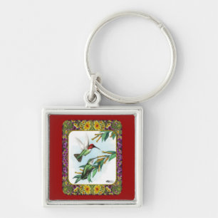 Hummingbirds and Flowers #4 Keychain