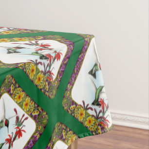 Hummingbirds and Flowers #5 Tablecloth