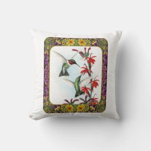 Hummingbirds and Flowers #5 Throw Pillow