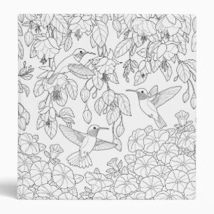 Hummingbirds and Flowers Adult Colouring Page Binder