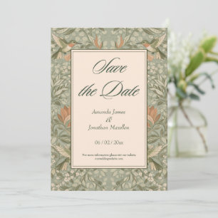 Hummingbirds and Flowers Art Nouveau Save the Date Invitation